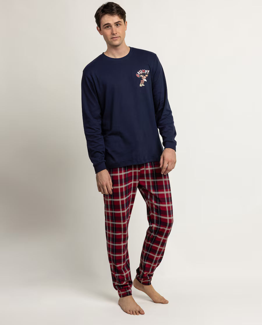 Pijama Hombre Disney Grumpy Navy Gruñón Marino 100% Algodón