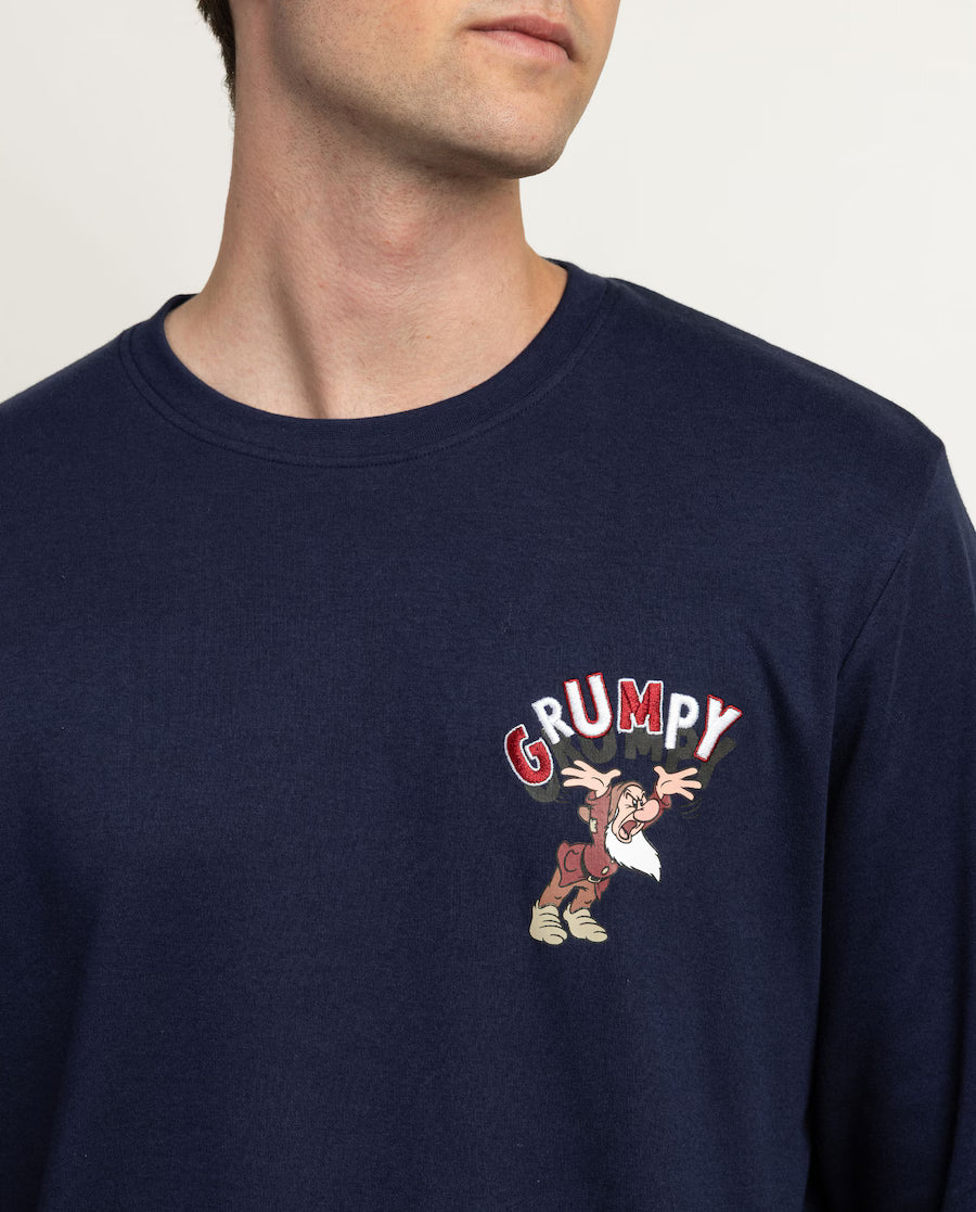 Pijama Hombre Disney Grumpy Navy Gruñón Marino 100% Algodón