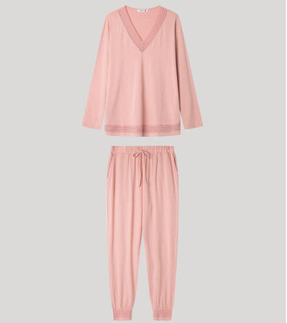 PIJAMA MANGA LARGA MUJER BASIC PINK